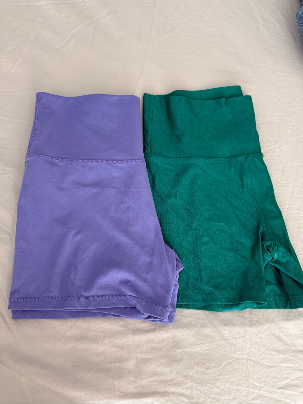 Aerie High-Waist Active Shorts in Lavender and Teal (both)